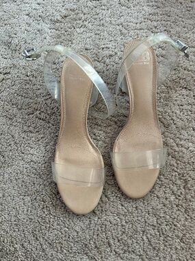 Tan Clear Blocked Heels